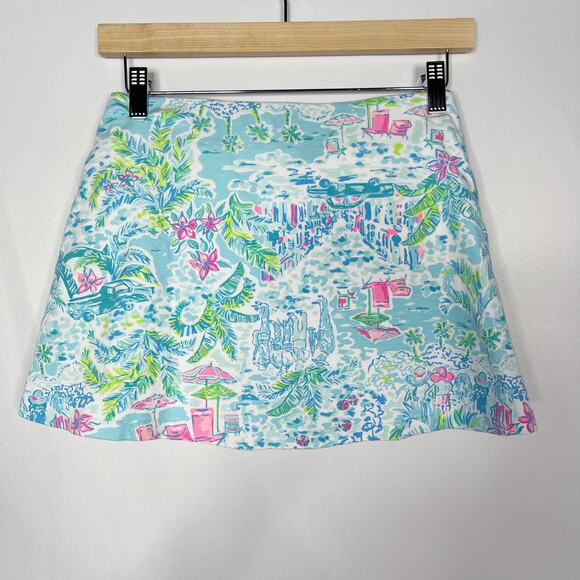 Lilly Pulitzer XXS Blue Green Madison Skort What A Lovely Place Print Shorts - Picture 2 of 11